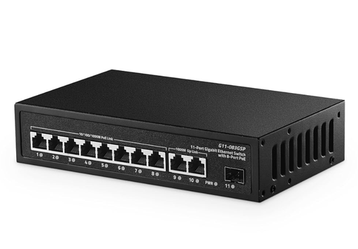 POE SWITCH – 8×1000MBPS +2 GIGABIT +1 SFP